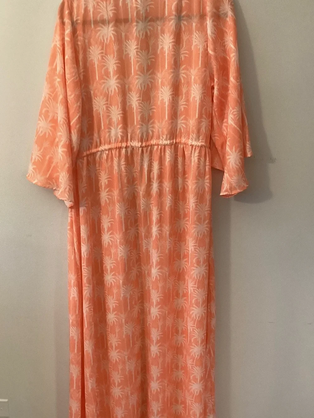 Women’s Coral Palm Print Swim Coverup with Tassel Tie